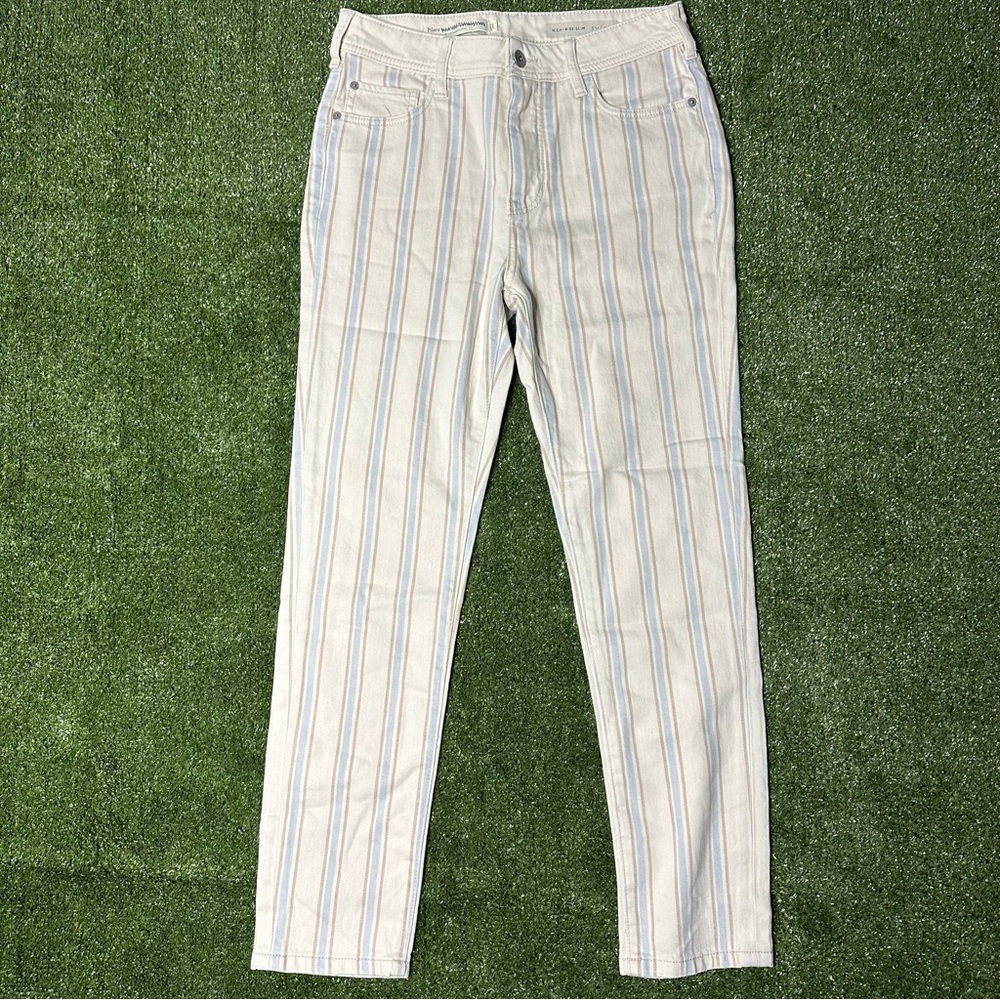 Anthro Pilcro Fleur High Rise Slim Boyfriend Jeans Size 26 Striped Vintage